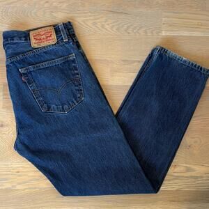 Levi’s 505 Regular Fit Jeans Dark Rinse Straight Leg Mens Size 34x32